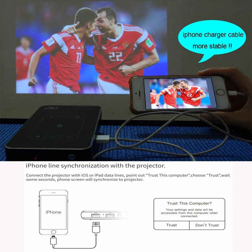 AC3 HD проектор 2G 32G Android 7.1.2 Ручной DLP Smart Proyector 5000mAh аккумулятор мультимедийный с