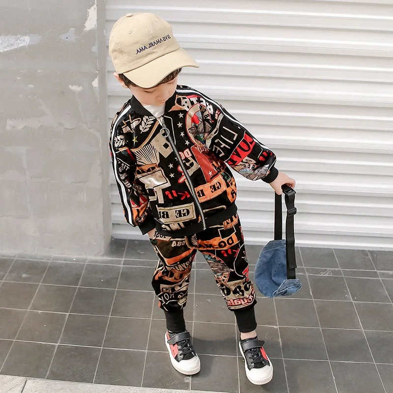 2019 г. Новая одежда Комплекты одежды для больших мальчиков спортивная куртка +