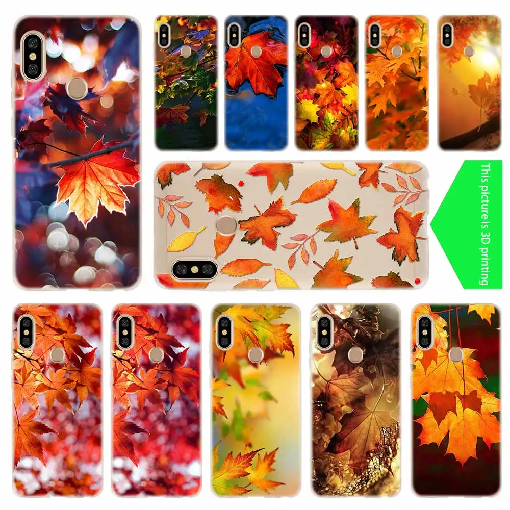 

Cover Soft Silicone TPU Case For Xiaomi Redmi 9a 8a 7a Note 10 9 8 7 Pro Max 10S 9S 8t Y3 Bag sunset Autumn fall Maple Leaves
