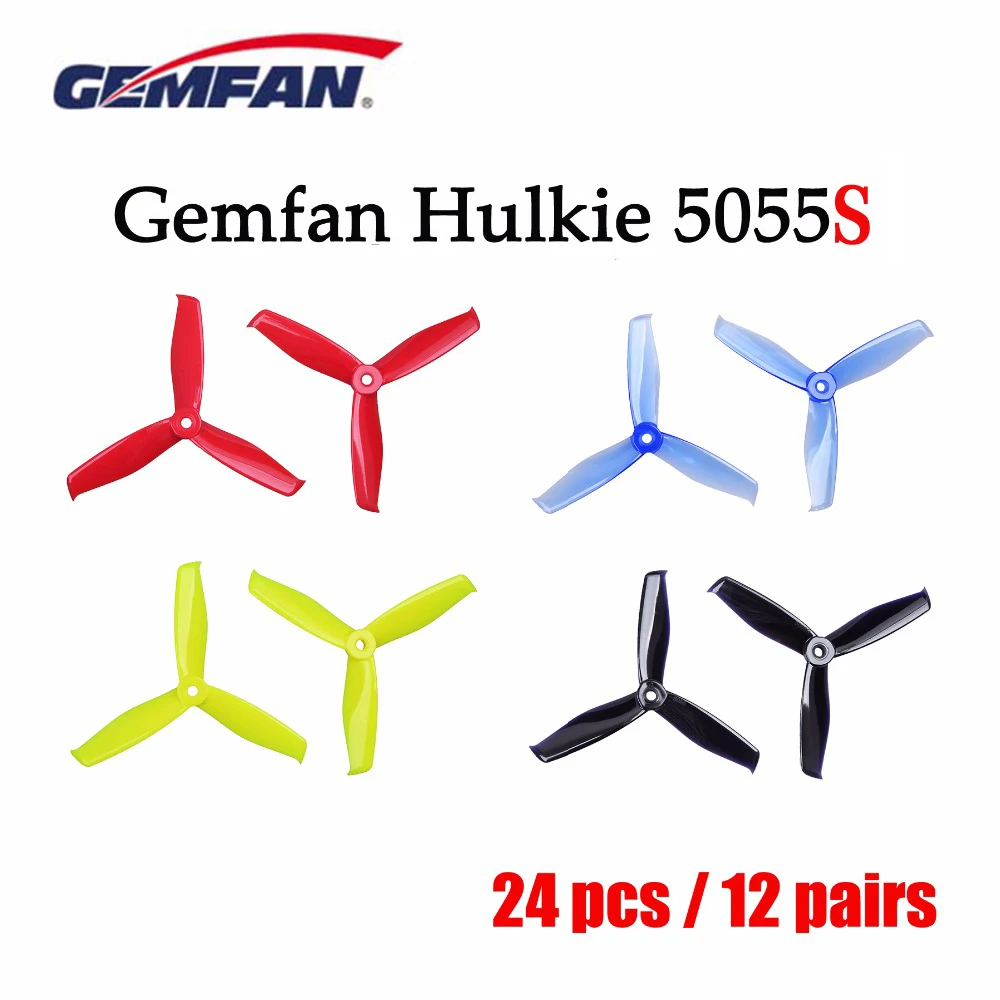 24 шт./12 пар Gemfan Hulkie 5055S 3 лезвия cw ccw Propeller prop совместимый 2205 бесщеточный двигатель
