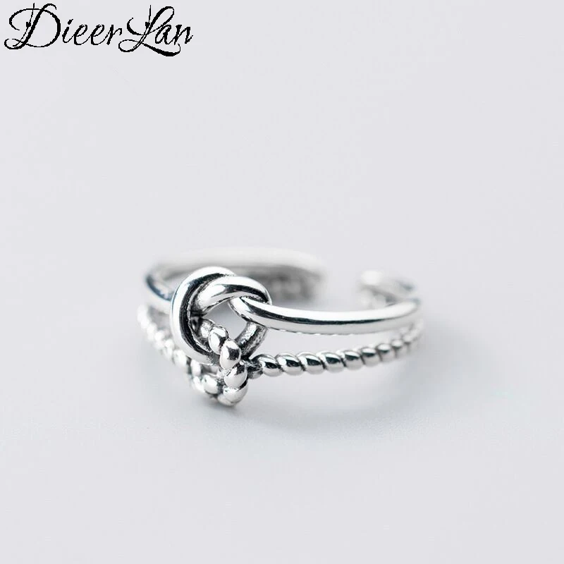 DIEERLAN Bijoux 2019 Ретро старинное кольцо с луком серебряные кольца для женщин женские