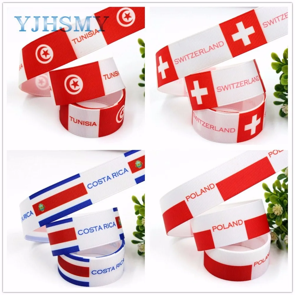 YJHSMY 181113 25 мм 10 ярдов Национальный флаг серии grosgrain ленты тепловой передачи печатных Свадебные аксессуары DIY материал
