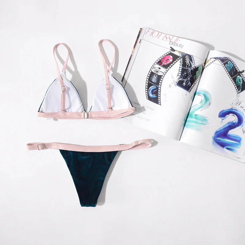 Сплошной Женский купальник бикини сексуальные стринги Холтер набор женский