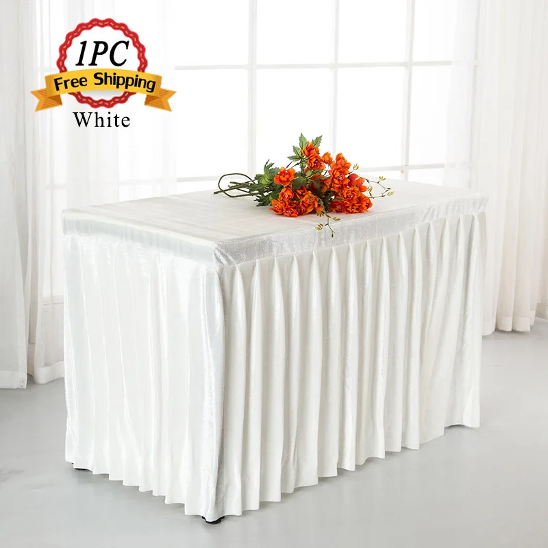 1 шт. декоративная бархатная плиссированная юбка для стола из полиэстера|table