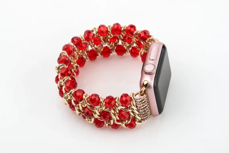 DAHASE Bling Beads бисера браслет для наручных часов Apple Watch 38 мм, 42 мм, ремешок для наручных часов iWatch серии 1/2/3 металлические ювелирные изделия браслет
