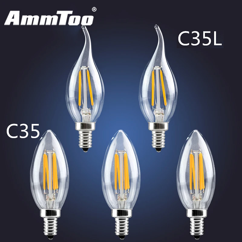 Светодиодсветильник лампа накаливания E14 со стеклянным корпусом 220 В 110 120 2 Вт 4 6