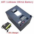 Металлический Чехол 60v 100Ah литиевая батарея литий-ионный аккумулятор высокой мощности 5000w для RV лодочный мотор солнечной энергии ветра UPS + 10A зарядное устройство не свинцово-кислотный