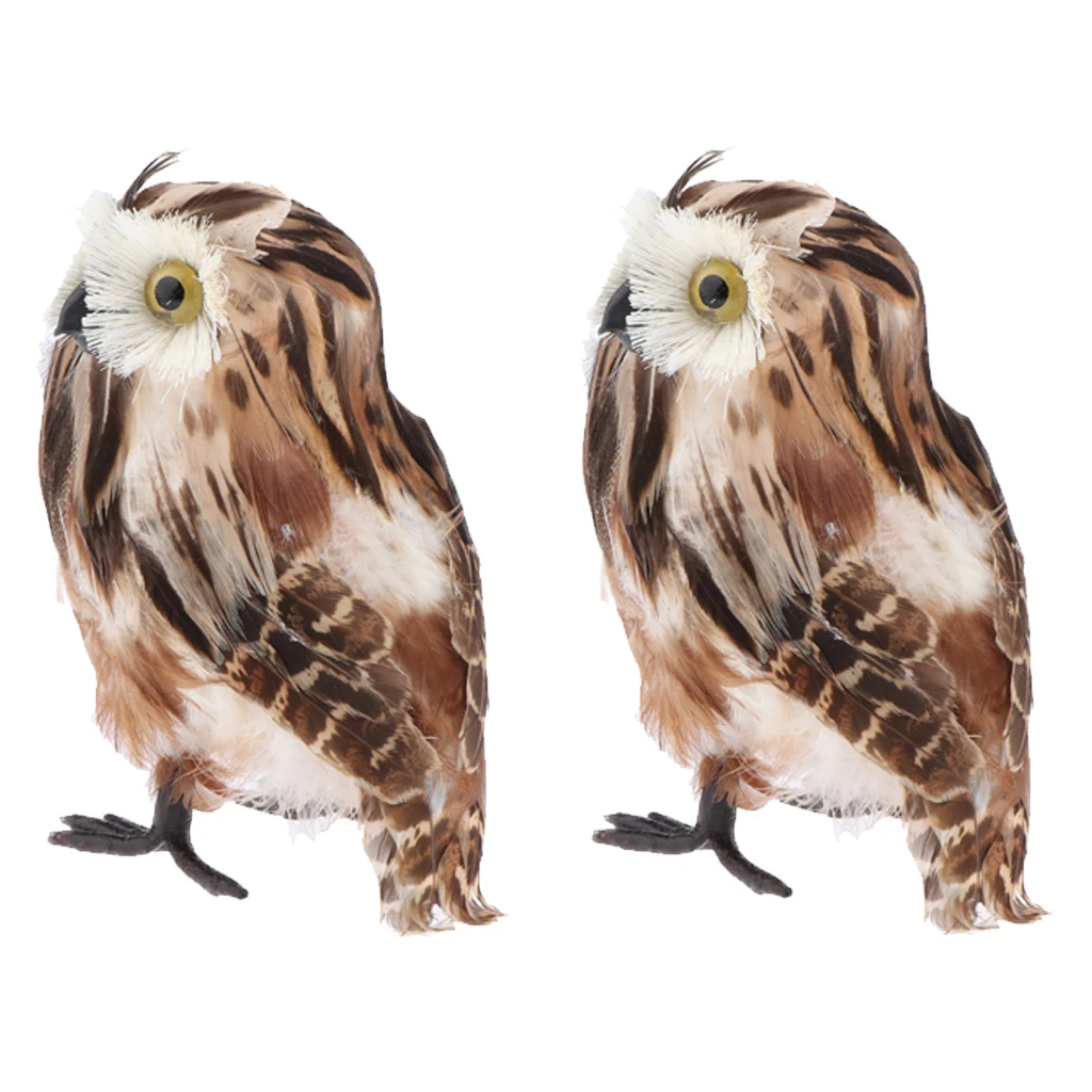 Набор из 2 искусственных коричневых совок пушистое реалистичное украшение стола