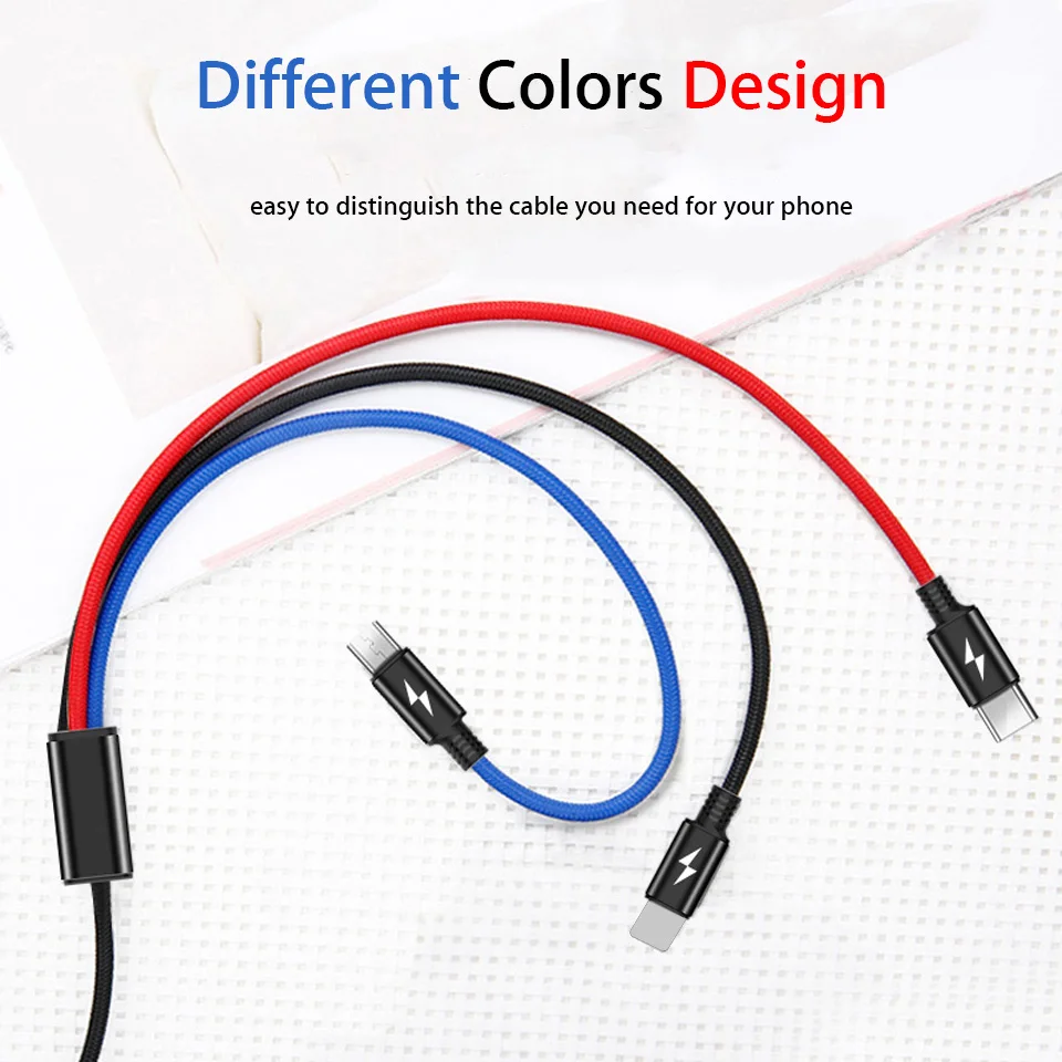 Usb-кабель 3 в 1 2 м метра зарядный кабель Usb Type-C для Huawei P20 Pro Mate 20 Xiaomi Mi 9 8 | Мобильные