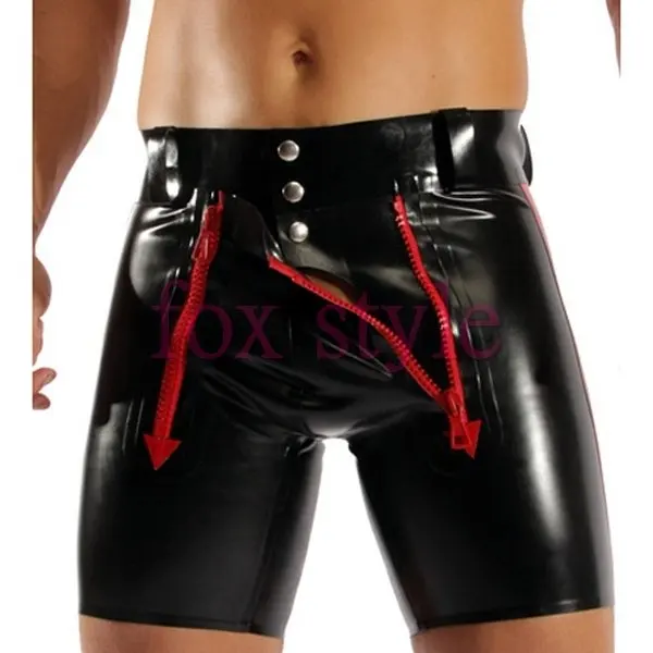 latex riding breeches latex shorts underwearing with zip