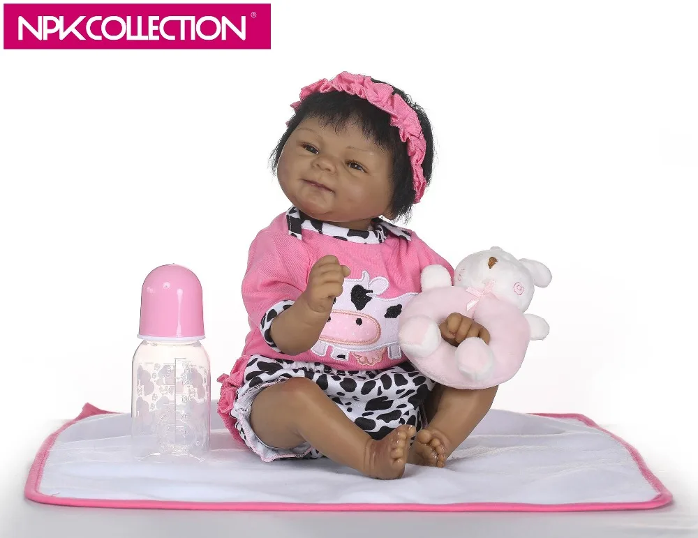 NPK 18 Inch Indian Style Vinyl Silicone Reborn Baby Doll Birthday Gift Bebe Boneca Black Skin Girl Toy Educational Dolls | Игрушки и