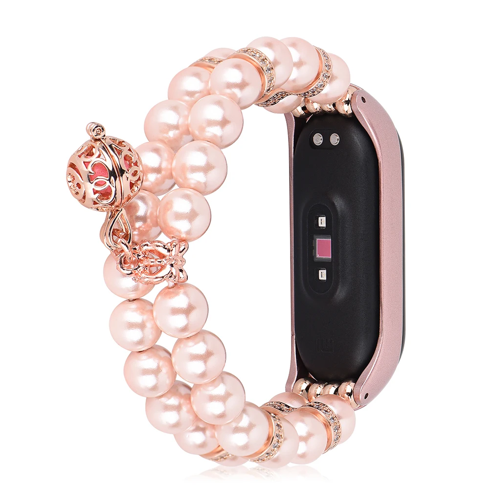 Браслет UEBN для Xiaomi Band 4 с жемчужинами и духами металлический корпус сменный