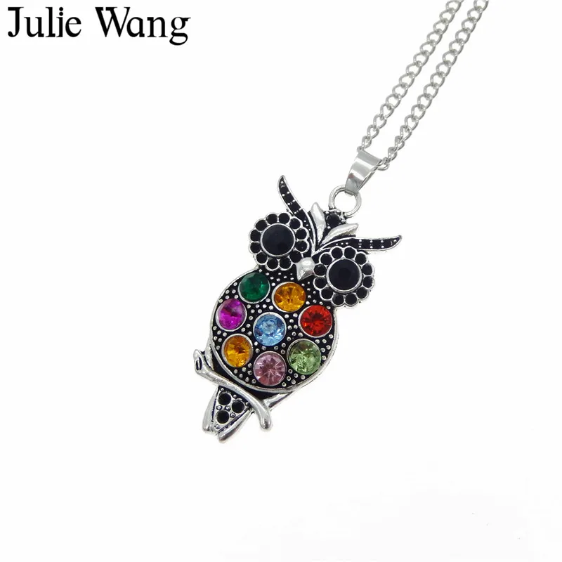 Julie Wang 1 шт. Женское Ожерелье Античное серебряное ожерелье с кулоном в виде совы
