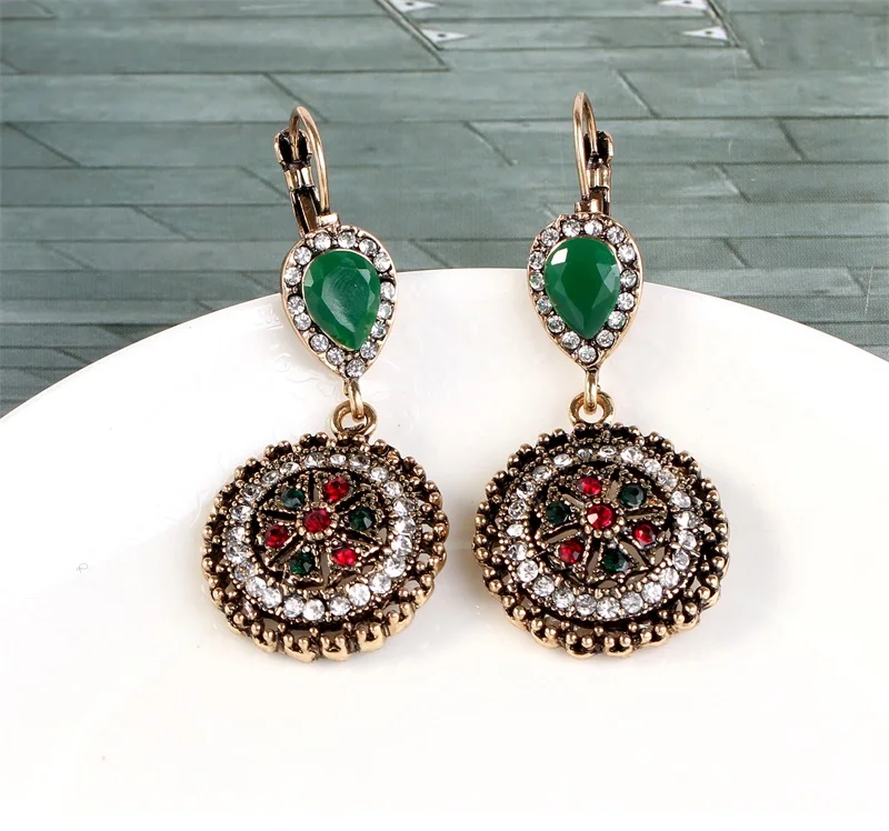 Капля серьги цветок этнические Длинные клип кристалл Винтаж вечерние манжеты