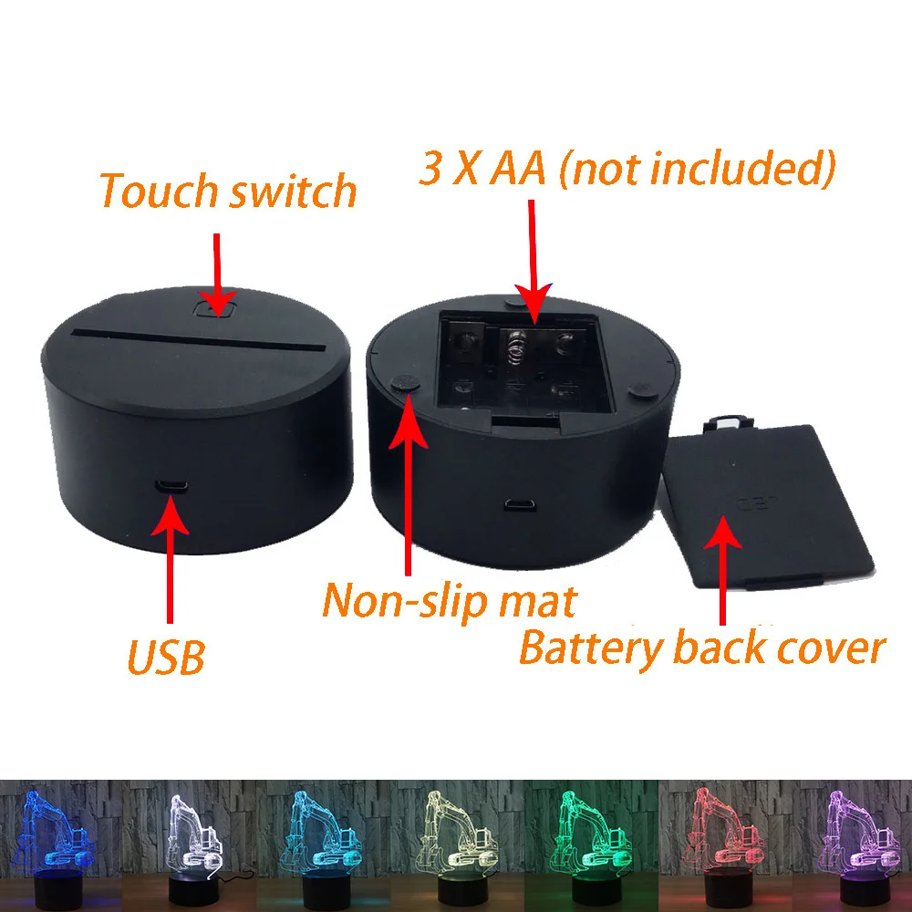 

7 Colors USB Luces Car 3D Lamp Illusion Touch Night Light Auto Flash Multicolor RGB Home Decor USB Atmosphere Christmas Gift