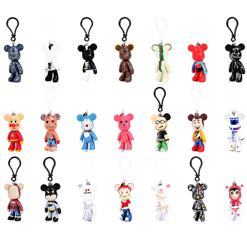 3 дюймовая виниловая мультфильм Bearbrick Popobe насилие медведь Momo пластиковый брелок