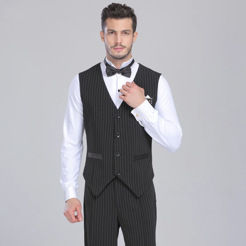 Новое поступление 2019 профессиональные мужские бальные рубашки черный/полосатый