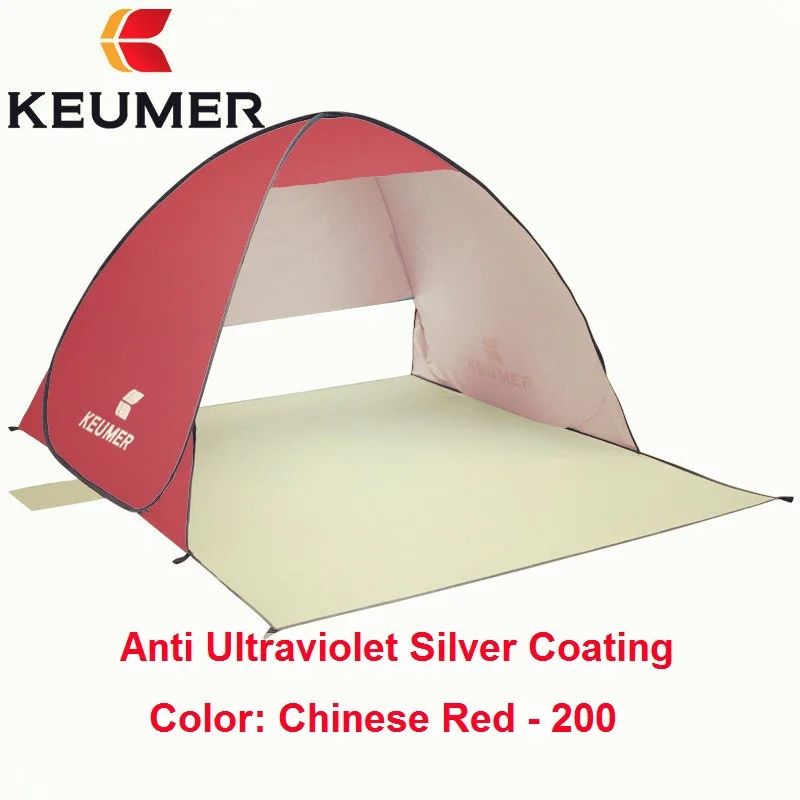 Chinese Red KEUMER XL 3-4 человек быстрое автоматическое открытие пляж палатка большой размер анти УФ навес тент - Цвет: Chinese Red