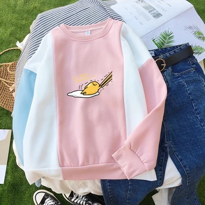 Gudetama толстовка женская Повседневная Свободная флисовая осень/зима теплая Harajuku милые кофты для девочек японский стиль пуловер Топы - Цвет: pink