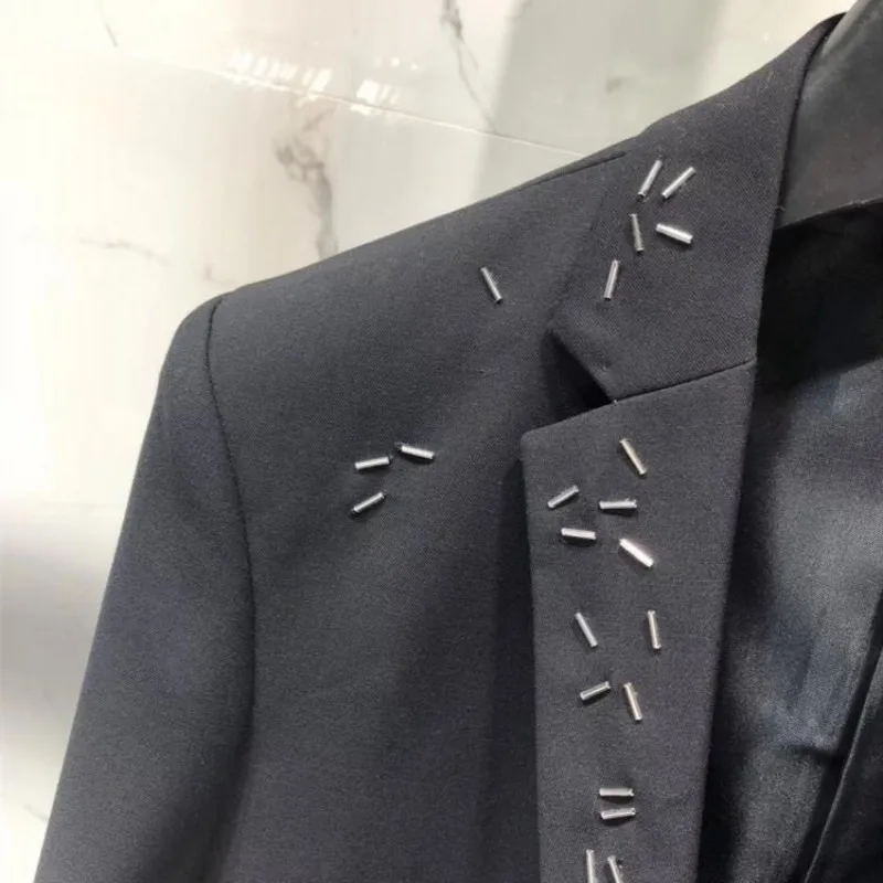 Мода осень-зима Италия новейшие дизайнерские Slim Fit Бизнес Повседневное Для мужчин костюмы 2 шт наборы Блейзер и брюки брендовая одежда