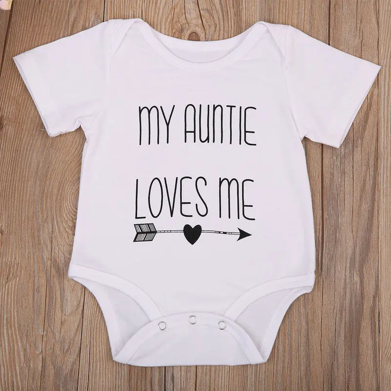 Удобное хлопковое боди с надписью My aotie Love Me для маленьких мальчиков и девочек