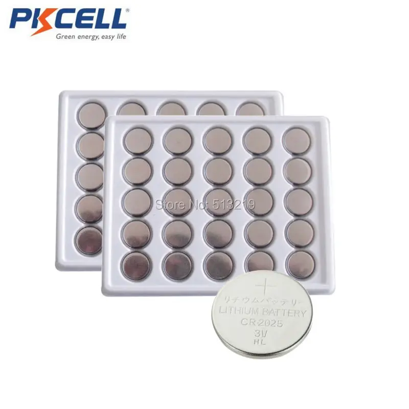 PKCELL 50 шт. 3 в CR2025 DL2025 ECR2025 SB T14 LF1/2 KCR2025 BR2025 В литиевая батарея Литиевые Батарейки для