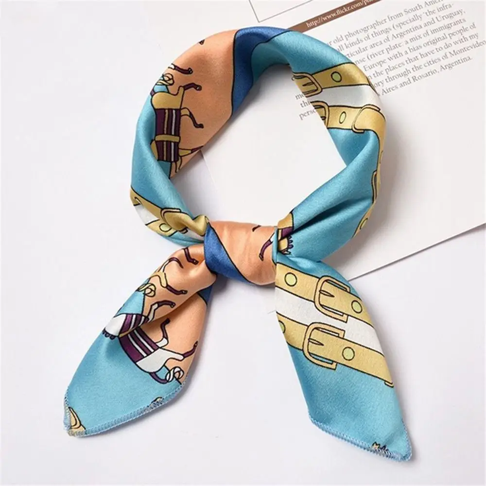 Women Vintage Headtie Square Scarf Silk Feel Satin Skinny Elegant Head Neck Wrist Wrap Band Hair Tie | Аксессуары для одежды