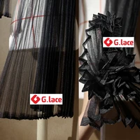 glace 1ylot wide1 5m black pleated mesh fabric diy organ pleated dress mesh decoration wedding dress lace fabric tx479
