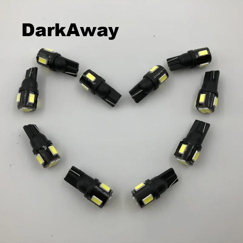 

Затемненная 10x T10 Светодиодная лампа W5W LED 194 168 супер яркий свет для чтения межкомнатные двери купол освещение 2W 6SMD 5630 12V 6000K белый