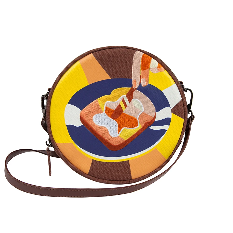 2019YIZISToRE новые оригинальные круговые холщовые женские сумки-мессенджеры с вышивкой и принтом круглые ранцы для девочек(FUN KIK