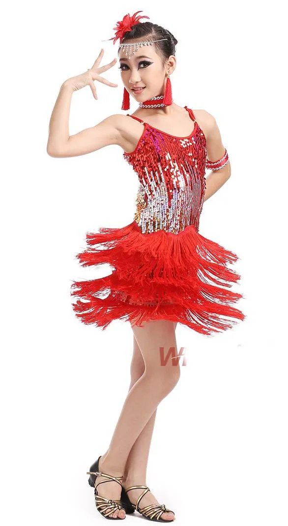 Детское платье для латиноамериканских танцев красное черное желтое|latin dance dresses