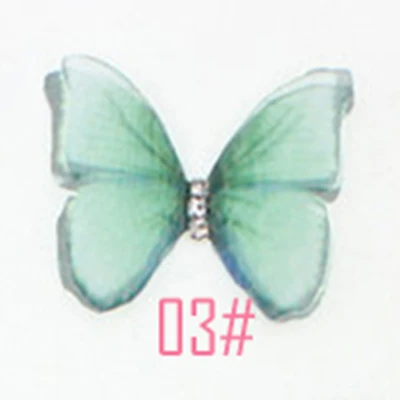 COLOR 03 20 шт двухслойные прозрачные бабочки 3D органза Бабочка ж/Стразы для Чокер "сделай сам", ожерелье, заколки для волос, вечерние украшения - Цвет: COLOR 03