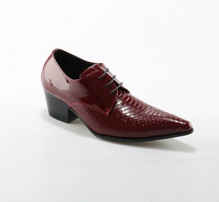 

2018 Red Lace Up Men Genuine Leather Shoes Red Men Wedding Shoes Square Heel Retro Brogue Formal Dress Party Office Oxford Shoes