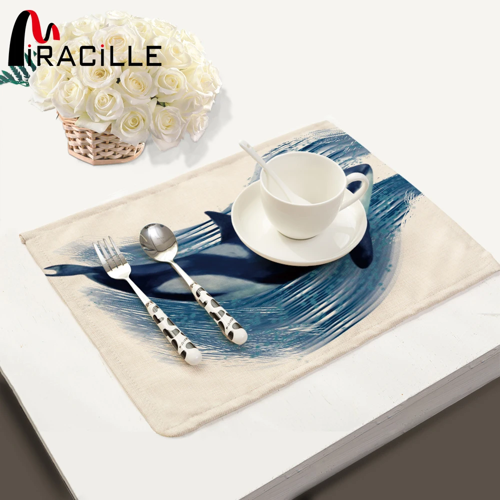 

Miracille Coasters 2/4/6 pcs Marine Style Rectangle Cotton Linen Placemats For Dinner Table Home Decoration Wedding Kitchen Mats