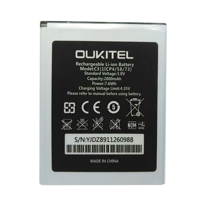 1 шт. Новинка Высокое качество 2000 мАч Oukitel C3 телефон батарея для Oukitel C3 C 3 телефон батарея+ номер отслеживания