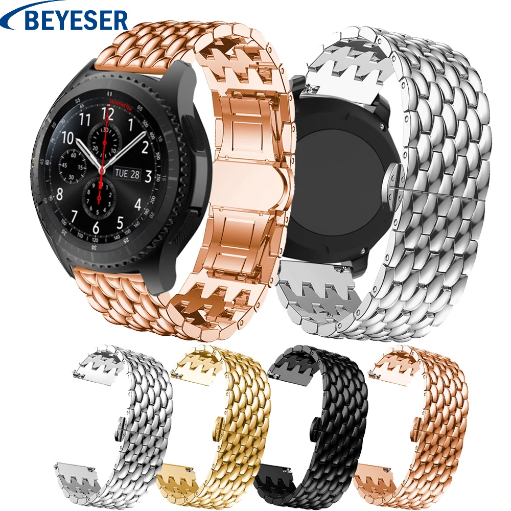 

22mm For Gear S3 Frontier Strap Metal Stainless Steel Watchband For Samsung Galaxy watch 46 mm watchstrap bracelet wrist strap