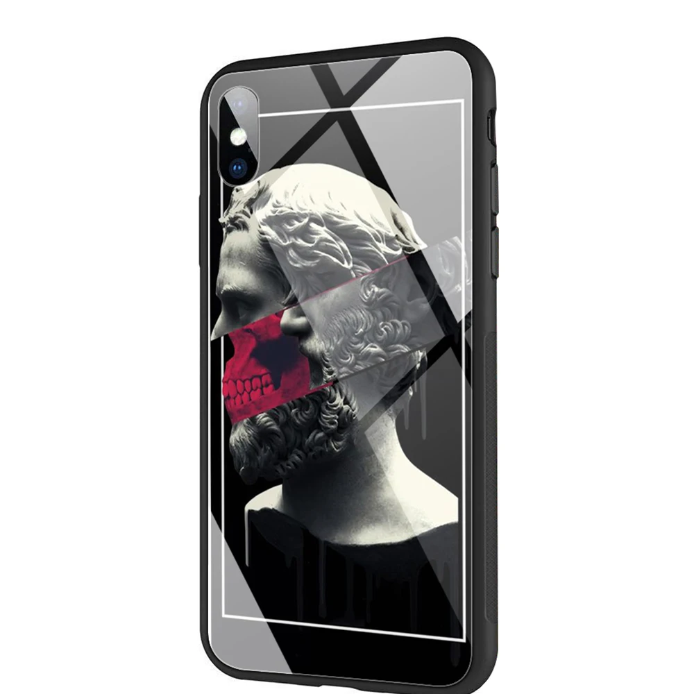 YIMAOC Michelangelo художественная статуя эстетический чехол из закаленного стекла для iPhone 11 Pro XS MAX XR X 8 7 6 6S Plus - Цвет: TG9