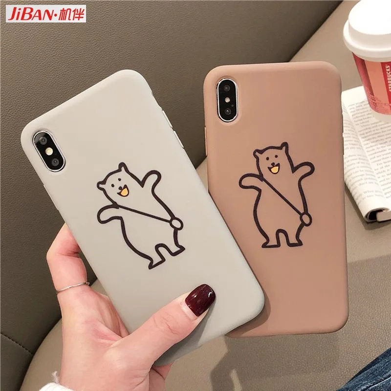 JIBAN милый медведь мультфильм чехол для iphone 8 plus X XR XS MAX 6 S 7 задняя крышка Мягкий ТПУ
