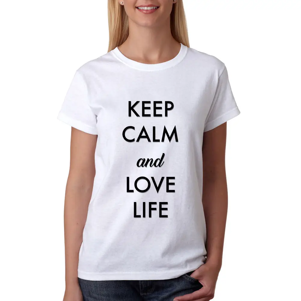 Футболка с надписью Keep Calm and Love Life новые размеры модель 2017 года новейшая Женская
