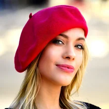 2018 новый модный шерстяной берет однотонные зимние женские шапки