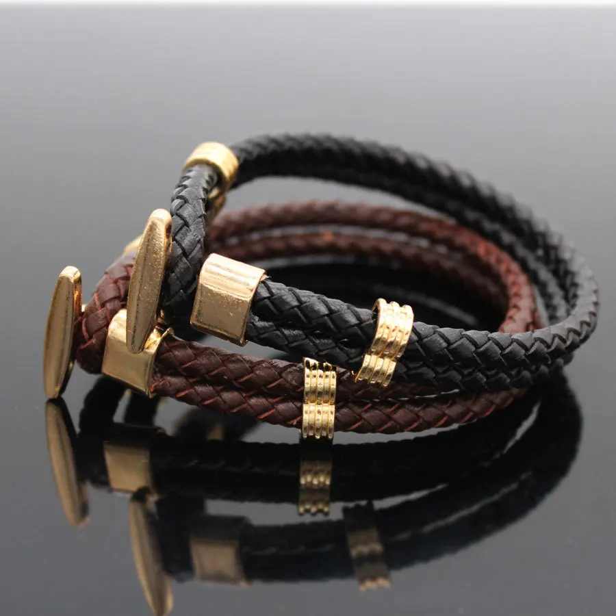 Новый кожаный браслет ручной работы вязаный мужской модный женский