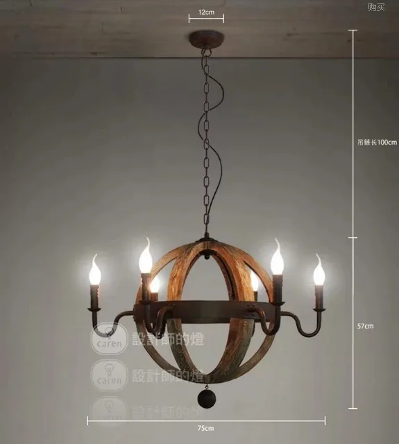 Роскошная винтажная деревянная подвесная железная люстра в деревенском стиле