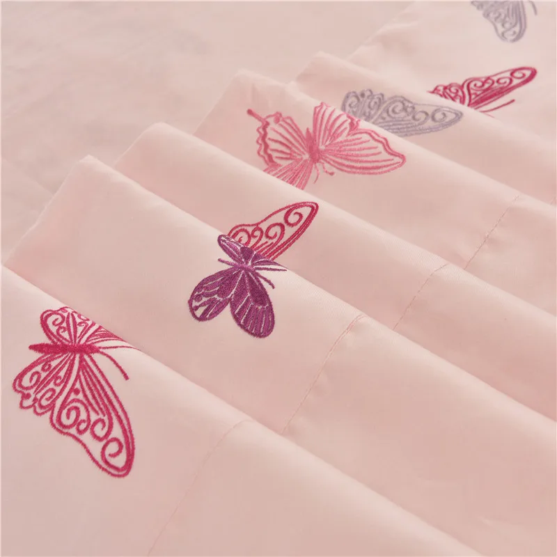 Близнец полный queen размеры для детей с вышивкой в форме бабочки, платье принцессы с оборками и фотофоны с розовой кроватью для детей набор постельных принадлежностей для девочек