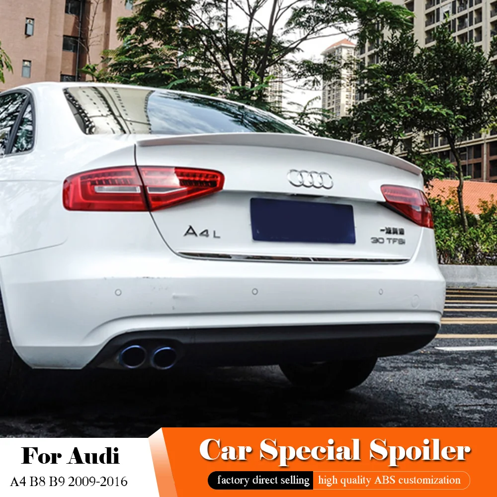 Спойлер для Audi A4 B8 B9 2009 2010 2011 2012 2013 2014 2015 2016 ABS пластик Неокрашенный праймер цветной