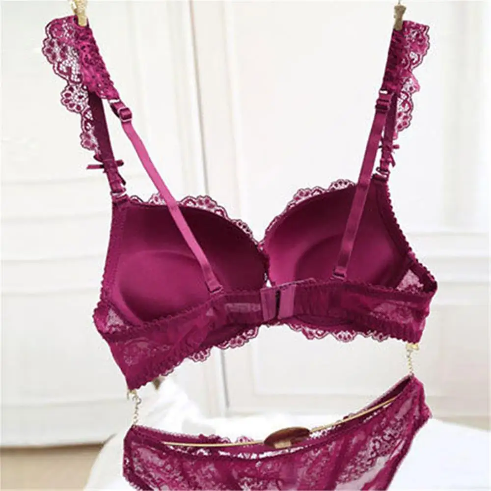 Женский бюстгальтер пикантные тесемки нижнее белье пуш-ап Глубокий V комплект
