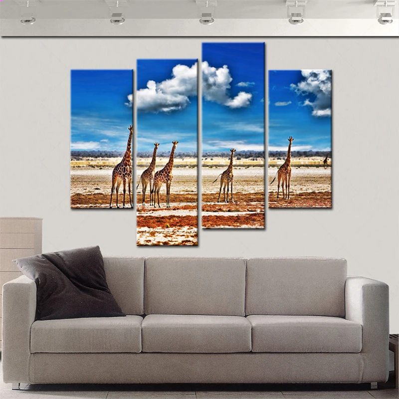 Картина на холсте с изображением жирафа 4 шт.|oil painting|wall decor picturecanvas painting |