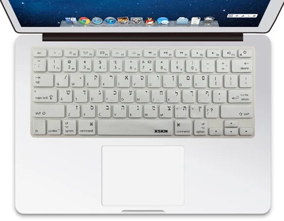 XSKN иврит силиконовая клавиатура кожи для Macbook Air Pro 13/15, синий Isreal клавиатура языка иврит чехол Apple Bluetooth - Цвет: US Silver