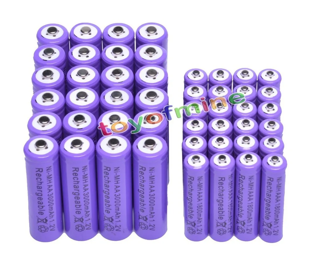 

24x AA +24x AAA 1.2V 1800mAh 3000mAh NiMH Purple Rechargeable Battery Cell