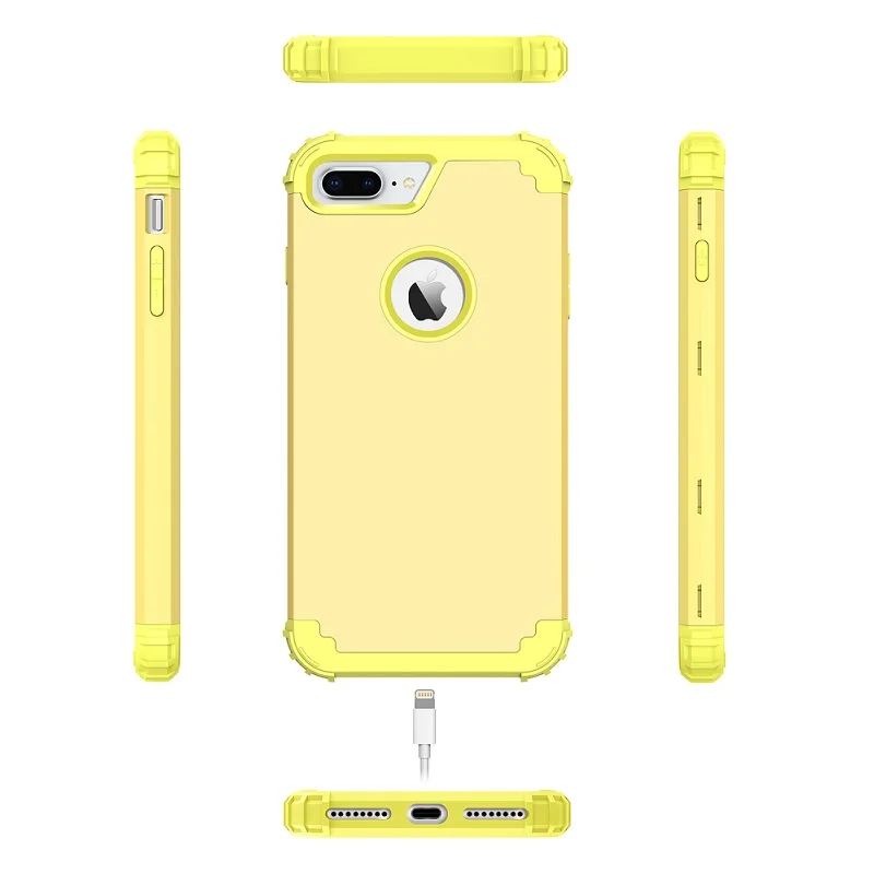 Желтый чехол для iphone 8 Plus iPhone 7 ПК и ТПУ мягкий резиновый Высокопрочный Прочный