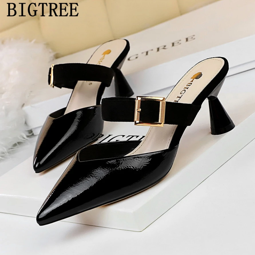 Женские туфли на высоком каблуке Bigtree красные лодочки без задника элегантная